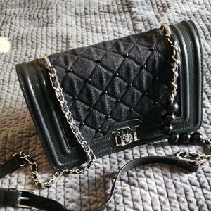 Badgley Mischka Black Quilted Crossbody Bag